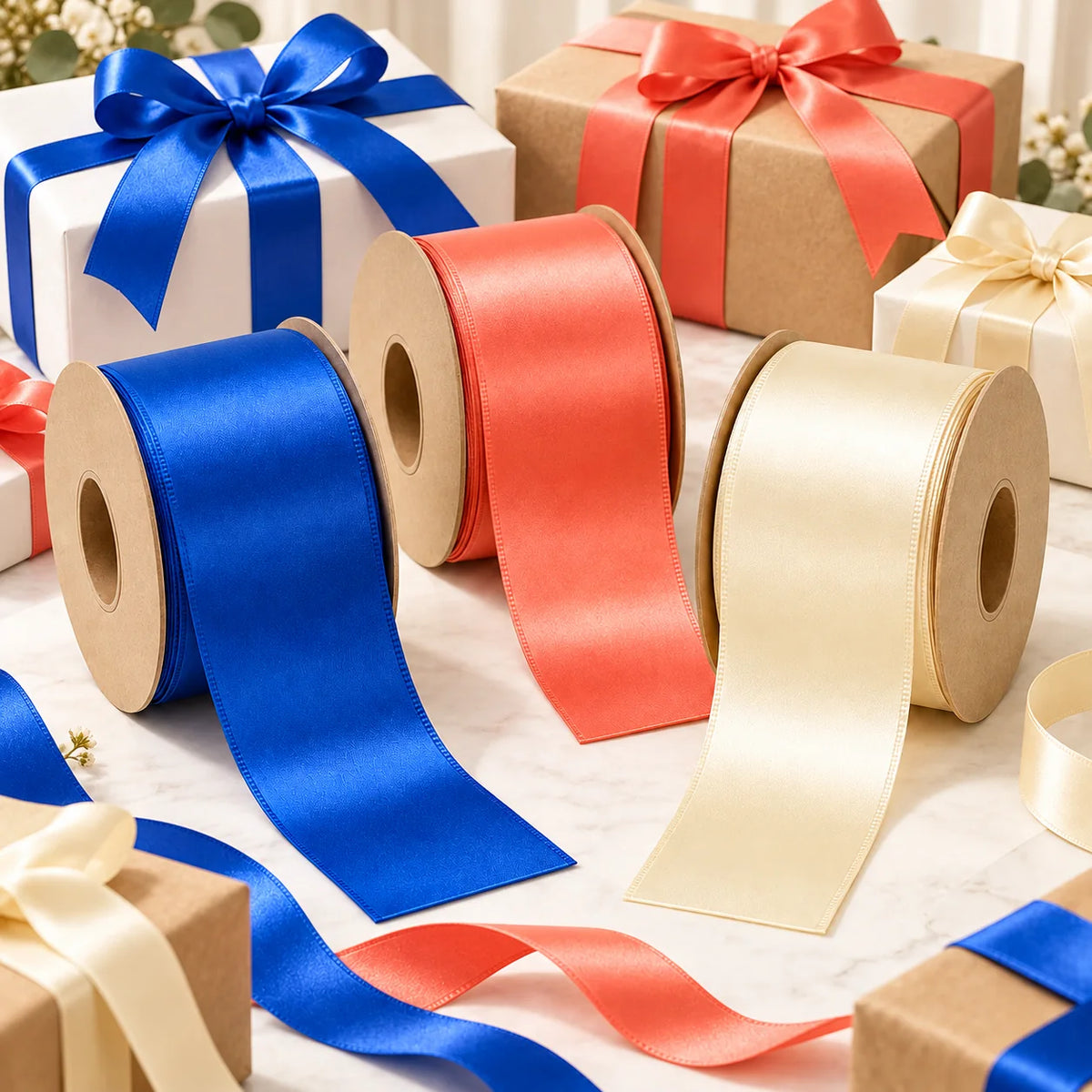 Satin Ribbon Spool Trio — in use