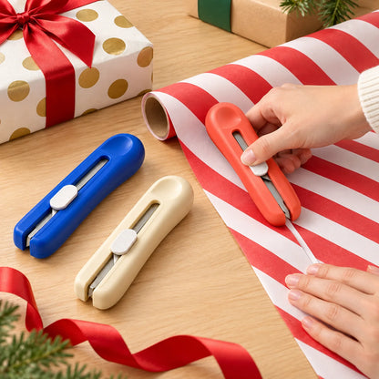 Sliding Wrapping Paper Cutter Set — in use