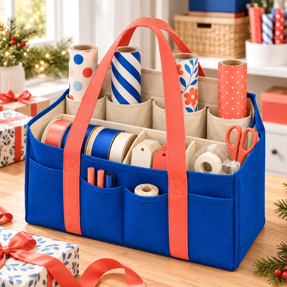 Wrapping Tool Storage Tote — in use
